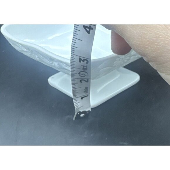 VTG Indiana Milk Glass Pineapple & Floral 3"x6" Diamond Compote Candy Trinket - Picture 7 of 8